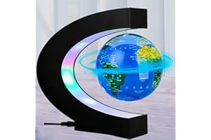 XUBX Globe flottant en lévitation magnétique C avec LED, globe mondial rotatif 360° éducation/enfant/maison/bureau gadget décoration