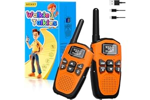 Talkie Walkie Longue Portée 2pcs, NXGKET - Enfants Adultes, Rechargeable avec Batteries Li-ION intégrées, Jouet Garcon 3-12 Ans, 16 Canaux Radio Lampe De Poche Écran LCD VOX