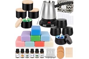 SPOYLETTO Set per Fare Candele Fai da Te, Scioglifusione Elettrico Kit per Fabbricazione Candele per Cera, 480g di Cera di Soia Naturale Colorata, Kit per la Creazione di Candele per Adulti per Candele