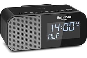 TechniSat VIOLA CR 1 – DAB+ Radiowecker mit Wireless Charging (UKW, Zwei Wecktimer, Snooze, Sleeptimer, USB-Ladefunktion, Kopfhöreranschluss, 3.3 Watt, Display 3.5 Zoll, Netzteil) schwarz