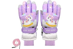 Cyiecw Gants de ski d'hiver pour enfants - Imperméables - Antidérapants - Doublure en peluche - Chauds - Pour filles et garçons de 4 à 8 ans