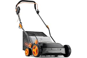 VonHaus Lawn Scarifier/Aerator/Rake Electric 1600W – for Dethatching/Raking Grass of Thatch, Moss, Dead Leaves and Aerates Soil – 45L Collection Box, 10m Cable, 6 Cutting Heights, 37cm Working Width