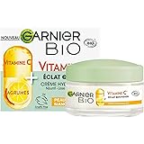 Garnier - Crème Hydratante Bio - Hydratation et Éclat Au Quotidien - Enrichi en Vitamine C et Agrumes - Pour les Peaux Sèches