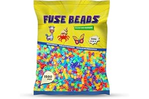 Benny Beads Koraliki do prasowania, 1500 sztuk, rozmiar midi 5 mm, kreatywne akcesoria do majsterkowania DIY Fuse Beads (tęczowe)