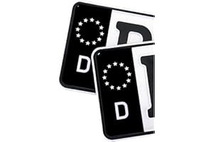 ‎FINEST FOLIA 2 x Kennzeichen Sticker passgenau für EU Feld 11x5cm Design Aufkleber für Nummernschild Folie KFZ Schwarz oder mit Fahne waschstraßenfest R059 (04 Deutschland, Classic)