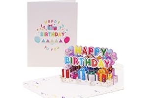 DIESE-KLAPPKARTEN Happy Birthday Kartka urodzinowa z balonami 3D, wesoła, kolorowa, kartka urodzinowa z życzeniami lub bonem podarunkowym, kartka z życzeniami na urodziny, G24