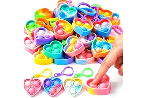 Pop Fidget Toy Keyrings, Pop Key rings, Mini Fidget Toys, Bulk, Set of 30, Party Favours for Kids, Gift Bag Fillers for Classroom Prizes