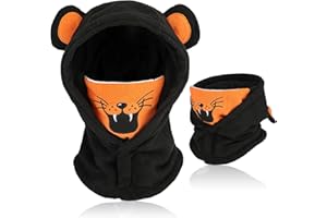 AYPOW Passamontagna Invernale in Pile Termico Bambini 4-12, Maschera da Sci Multifunzionale Antivento Regolabile, Berretti Cappello in Pile Caldo Cappuccio Scaldacollo Sciarpa per Ragazzi Ragazze