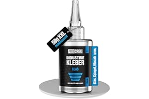 PROCREA® Sekundenkleber (50g) "Glas" [mit Anti-Austrocknungs-Spitze] Extra starker und transparenter Glaskleber für alle Glastypen - Wasserfester Alleskleber & Superkleber in Industrie-Qualität