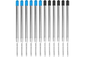 DEWFIGS ㅤ Zestaw 12 wkładów do długopisów kulkowych, wkład z długopisem kulkowym kompatybilny z formatem G2, niebieskim i czarnym pismem, szerokość kreski 0,5 mm, wkład z długopisem kulkowym do biura i szkoły,