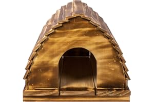 PET BRANDS SCOBUTY 7188042 Wooden Hedgehog House, Solid Wood Garden Sanctuary, Wildlife Hibernation Shelter, Brown