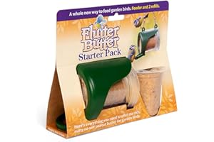 JACOBI JAYNE Flutter Butter Starter Pack with 2 Flutter Butter Refills - Peanut Butter for Birds Wild Bird Food - Small Bird Feeder Helps Attract More Birds to Your Garden - Flutter Butter Feeder for EcoRefills