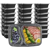AKOLAFE 25 Stück Meal Prep Boxen 1000ml 35oz Mealprepboxen 2 Fächer Mehrweg Meal Prep Container mit Deckel Lufdicht Essensbox