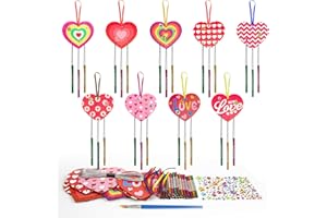 WEDNOK 9Pcs Artisanat d'amour Carillon, Activites Manuelles pour Enfants, Décoration Saint Valentin, Deco à Suspendre Coeur Saint Valentin, Décoration de Mariage