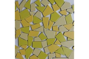 MOSALI Fliesenbruch Gelbmix – Fliesen Mosaik frostfest – Bunte Fliesen für Mosaikfliesen & kreative Deko – Fliesen Bruch Keramik für draußen & drinnen – ca. 30×100 cm Verlegefläche [Gelbmix 3,5 kg]