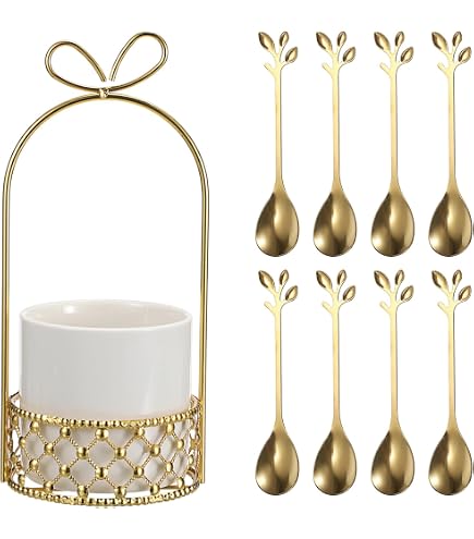 Wanmu 10-Piece Gold Coffee Spoon Set - 4.7 Inch Small Stainless Steel Spoons For Espresso & Dessert