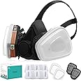 RANKSING Professional 6200 Reusable Respirator Mask, Half Face Gas Mask with 10 Filters, 2 Filter Cartridges for Dust and Formaldehyde Grinding, Polishing and Other Work (Black)