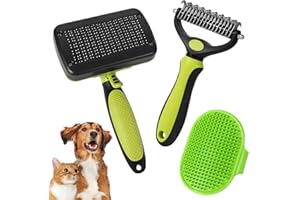 Tahbarshi 3 Stück Haustier Hundebürste Katzenbürste Hundebürste Langhaar Unterwolle Bürste Hund Unterfellbürste Katze Doppelseitige Kurzhaar-Striegel für Hunde Fellwechsel-Helfer Beim Hund (Grün)