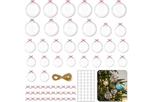 JWOGNGLS 30 sztuk wypełnianych bombek choinkowych typu "zrób to sam", 4/5/6 cm, przezroczyste bombki z tworzywa sztucznego, do dekoracji bożonarodzeniowych, na wesele, imprezę, dekoracja DIY