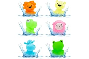 Cuackamily 6 Pcs Zabawki do kąpieli dla 1 2 3 4 5 lat, leśne zwierzęta sensoryczne Zabawki silikonowe pływające woda basenowa zabawka dziecka w kąpieli Prezent urodzinowy dla maluchów Dzieci