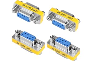 VISSQH 4 Piezas Conector Acoplador Hembra a Hembra 9 Pines DB9,Adaptador de Serie DB9 Adaptador de Cambiador de Género RS232 para Transferencia de Datos y conexión de Dispositivos