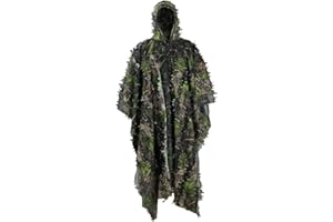 Zicac Telo Mimetico, Ghillie Suit,Tuta Mimetica con Foglie in Poliestere 3D,Abbigliamento da Caccia Invisibile nella Foresta per la Caccia Fotografica