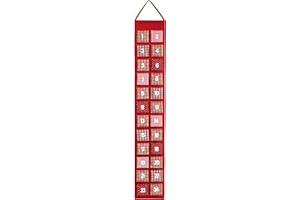 HEITMANN DECO Calendario de Adviento para Colgar y Rellenar tú Mismo, Calendario de Adviento de Fieltro, Rojo, Beige, Blanco, 39 x 23 x 3,5 cm