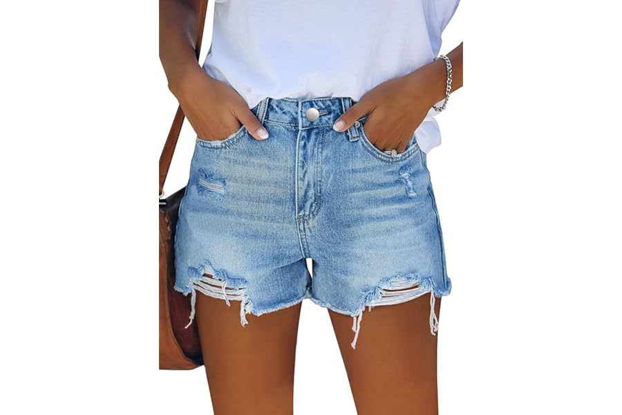 KISSMODA Women’s Denim Shorts Ripped High Waisted Hot Pants Ladies Cut Off Jean Short