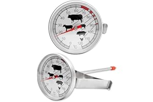 HomeTools.eu® Thermomètre de cuisine analogique de 0 °C à 120 °C, avec support