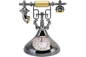 Mrisata Vintage-Festnetztelefon-Ornamente, Retro-Draht-Festnetz-Schnurtelefon, Antike, Altmodische Uhr, Schreibtisch-Telefon, Dekoration Zuhause (YF020-1)