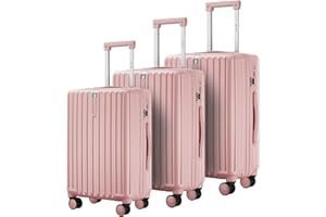 MGOB Suitcase Set PC Carry On Hard Shell Luggage Expandable(Only Medium and Large) Durable Lightweight with TSA Lock and Spinner Wheels(20" 24" 28", Pink)