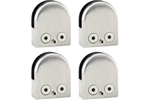 Discoball 4 PCS (6-8mm) Pince à Verre Porte-Verre En Acier Inoxydable 304 Support de Serrage Clamp Clip Plat Main Courante Fenêtre Balustrade Réglable Escalier Salle de Bains