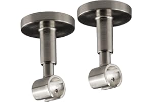 Victoria M. Gardinenstangen-Halterung Decke Deckenhalter Vorhangstange, 1-läufig, Silber, Ø 16 mm, 2er Pack