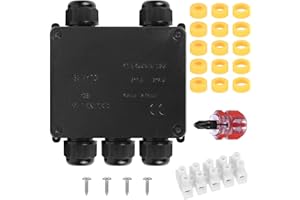 JTTXIU Scatola Derivazione Esterna, Scatola di Giunzione Impermeabile IP68, Scatola Elettrica da Esterno, Scatola di Giunzione per Cavo Ø4-12mm Connettori Pressacavo con Cacciavite (5 Vie-A)