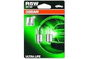 OSRAM ULTRA LIFE R5W halogen, tail light, license plate light, parking and position light, 5007ULT-02B, 12 V passenger car, double blister (2 unit), White