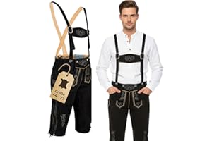 Spirit of Bavaria Lederhose Herren I 100% Echtleder I Trachtenhose mit Trägern I Ideal für Dein Oktoberfest Outfit I Traditionelle Trachtenlederhose für Männer I Braun, Dunkelbraun, Schwarz Gr. 44-72