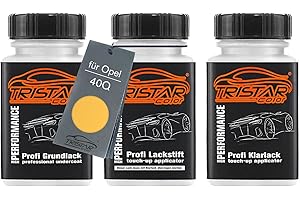 TRISTARcolor Peinture voiture Kit crayon de retouche peinture pour Opel 40Q Sunny Melon/Sunny Melone Peinture de fond peinture de base vernis clair 50 ml chacun