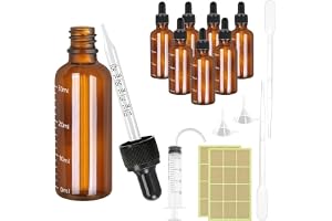8 stycken pipettflaskor i glas, 30 ml brunt glas, flaska med pipett, droppflaska, påfyllningsbar pipettflaska med tratt sprutetiketter, apoteksflaska för parfymoljor