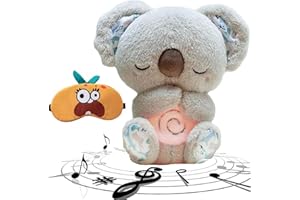 NNBWLMAEE Evoraco Koala para aliviar la ansiedad, oso koala calmante Evoraco, nutria que respira, nutria calmante, respiración de felpa de nutria durmiente, con luces musicales y movimiento de respiración
