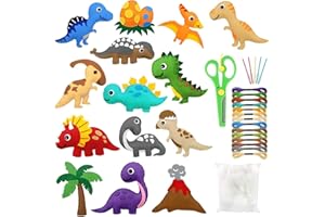 Celestia Couture Enfant, Kit de Couture Dinosaures pour Enfants, Kit de Couture En Feutre pour Enfants - Kit de Bricolage Au Crochet Et À Broder, Cadeaux Créatifs Et Matériaux de Bricolage