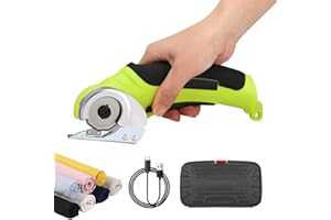 DOYFAY Cardboard Cutter,Electric Scissors with Safety Lock,SK5 Steel Blade,Cordless Rotary Cutter with Storage Box,Electric Crafting Shears for Leather Carpet Plastic Cutting,Sewing,Crafting(Light Green)