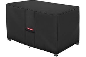 Porch Shield Patio Fire Pit Cover - Waterproof 600D Outdoor Rectangular Fire Table Cover Deck Box Protector - 52 x 30 inch, Black