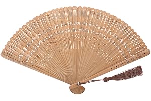Healifty Ventaglio Pieghevole in Bambù Marrone, Accessorio Elegante Per Donna, Ideale Per Matrimoni, Feste E Decorazioni