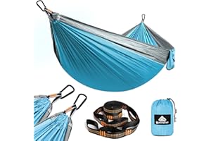 ‎NATUREFUN NATUREFUN Ultraleichte Reise Camping Hängematte | 300kg Tragkraft (275 x 140 cm) Atmungsaktiv, Schnelltrocknendes Fallschirm Nylon | 2 x Premium Karabiner,2 x Schlingen| Drinnen Draußen Garten