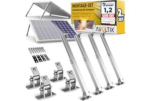 Avoltik 2x Solarpanel Halterung I Solarmodul-Halterung Balkonkraftwerk aus Aluminium I Solarmodul Aufständerung mit verstellbarem Winkel 15-30° für Dach, Balkon, Boden I Halterung für zwei Solarmodule