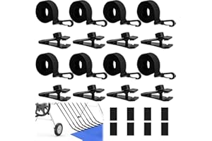 ARTGUTS Enrouleur de piscine - Lot de 8 sangles de maintien et 8 pinces - Sangles de couverture solaire et clips - Pour bâche de piscine mobile