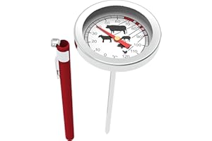 BROWIN Termómetro para hornear, ahumar, cocinar, acero inoxidable, escala gráfica, 0-120 °C