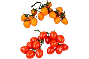 ‎GMMH GMMH Deko Cherry Tomaten im Bund Kunstobst Kunstgemüse Künstliches Obst Gemüse Dekoration, Realistische Kirschtomaten Faux (2er Set)
