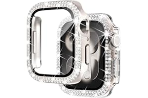 NewWays 2 Pack Compatible with Apple Watch Case 40mm Built-in Screen Protector,Women Diamond Bling Cases for iWatch Series SE(2025-2020) 6 5 4,Starlight/Clear