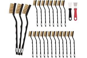 MANICAF Drahtbürste Klein Drahtbürste Set, 15 Stück Messingbürste Klein, Mini Drahtbürsten, mit Schaufel, zum Reinigen von Mauerwerk, Metallarbeit, Schweißschlacke & Rost